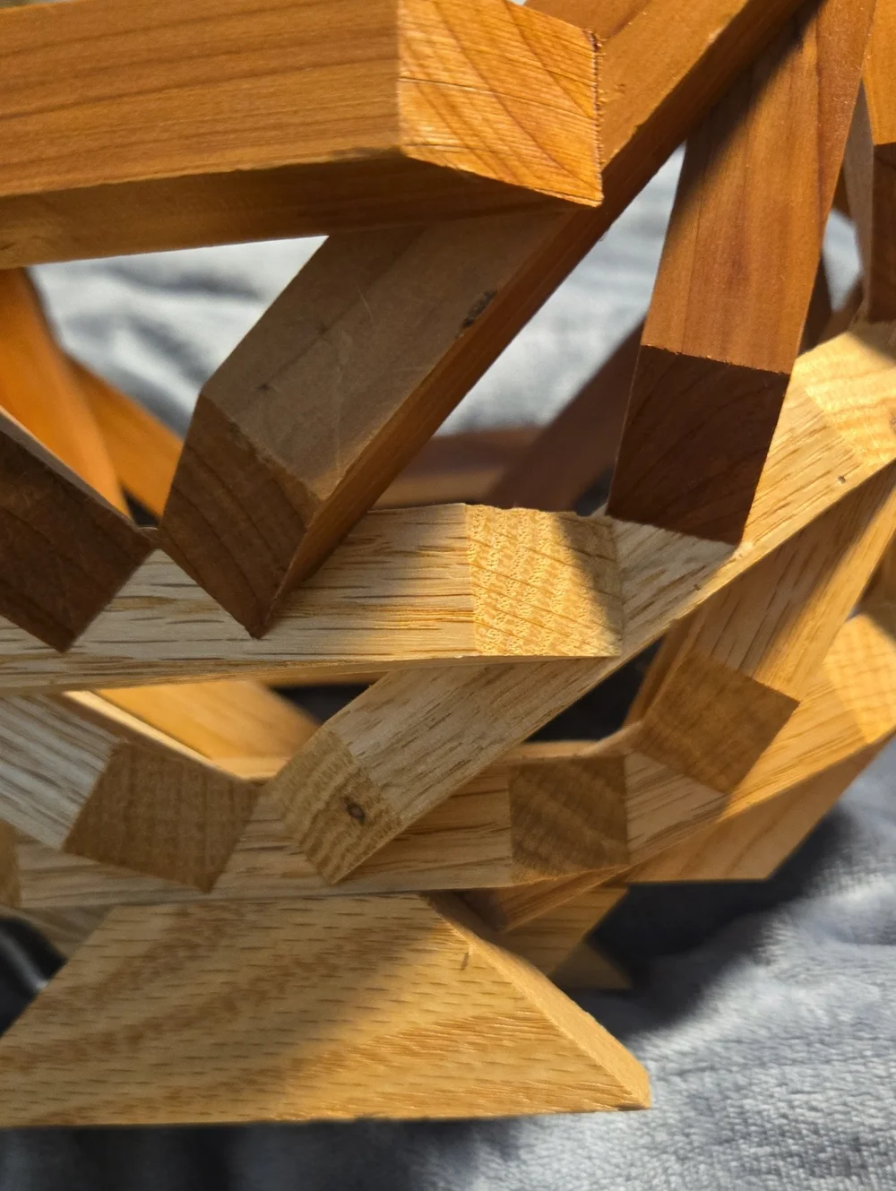 Mid-Century Modern (MCM)Wooden Basket-Handcrafted Geometric Fruit Bowl/Planter
